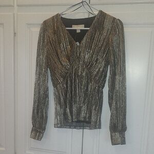 Michael Kors Gold and Black Shimmer Blouse